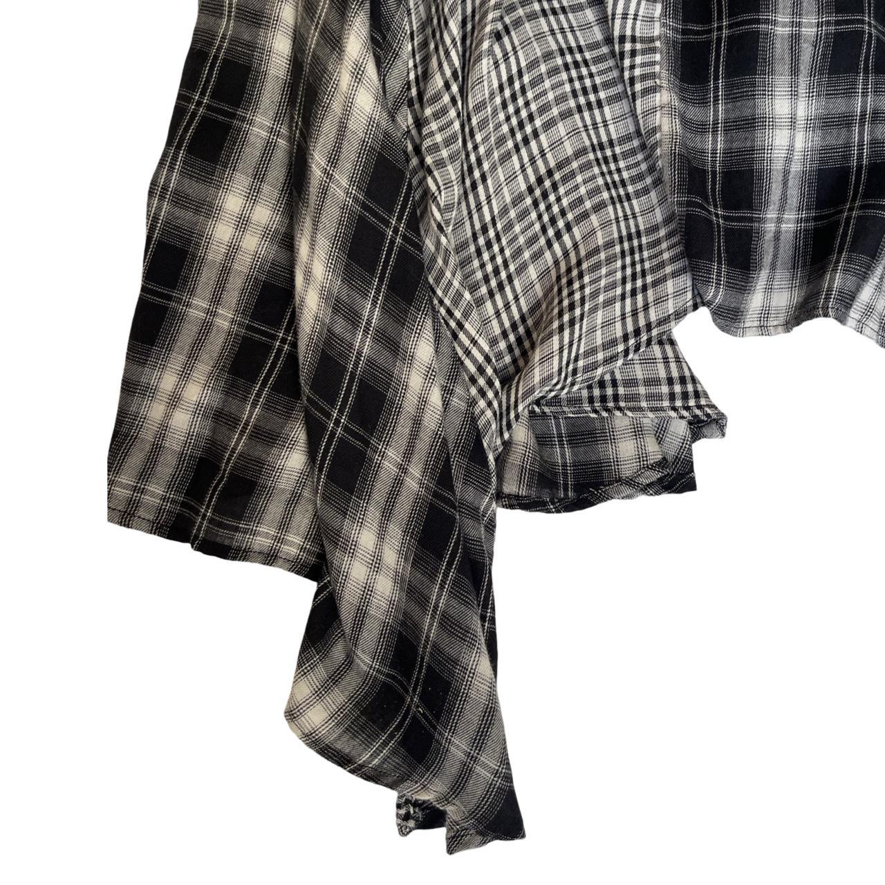 mixed check asymmetric skirt