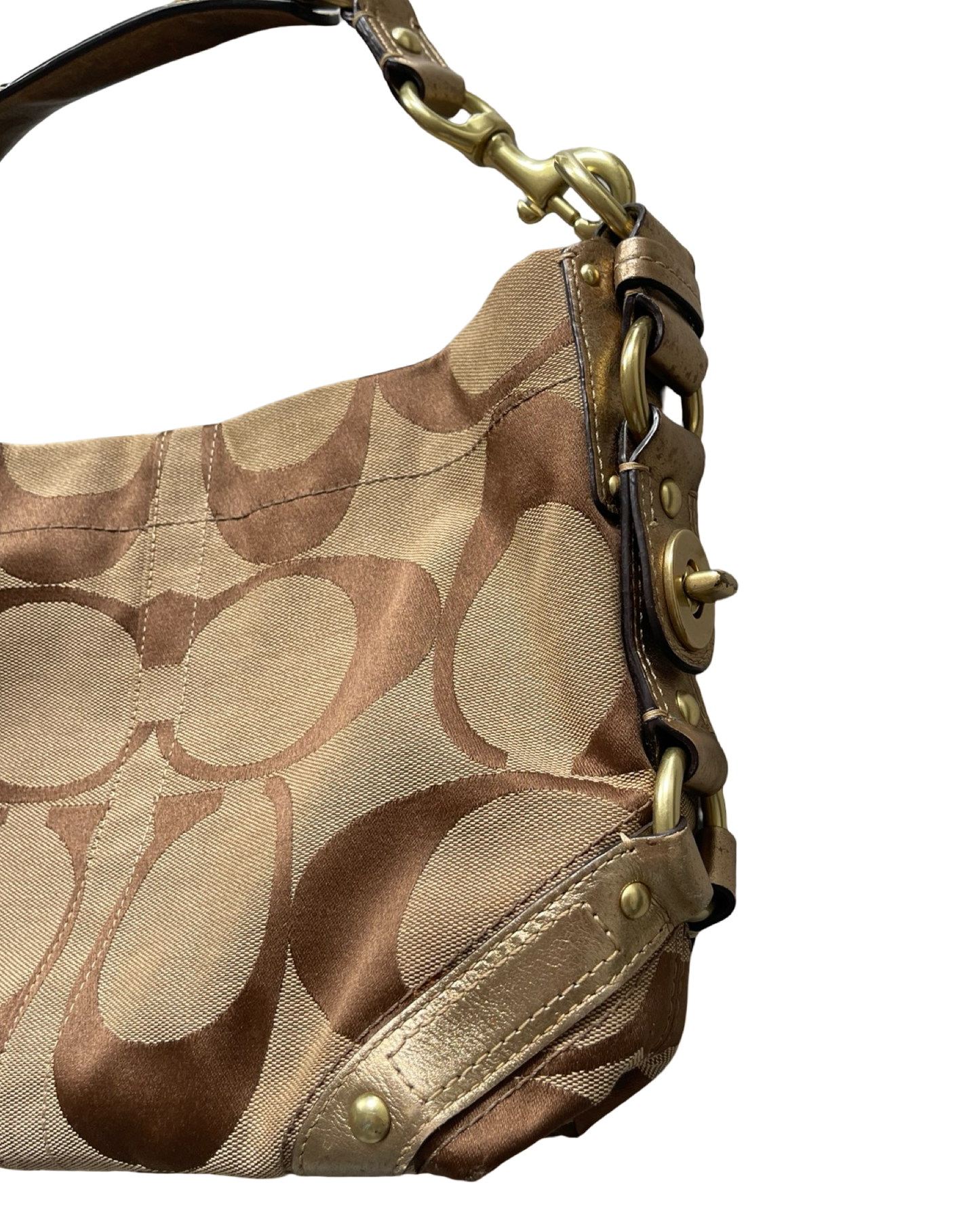 Coach Monogram Gold Shoulder Bag