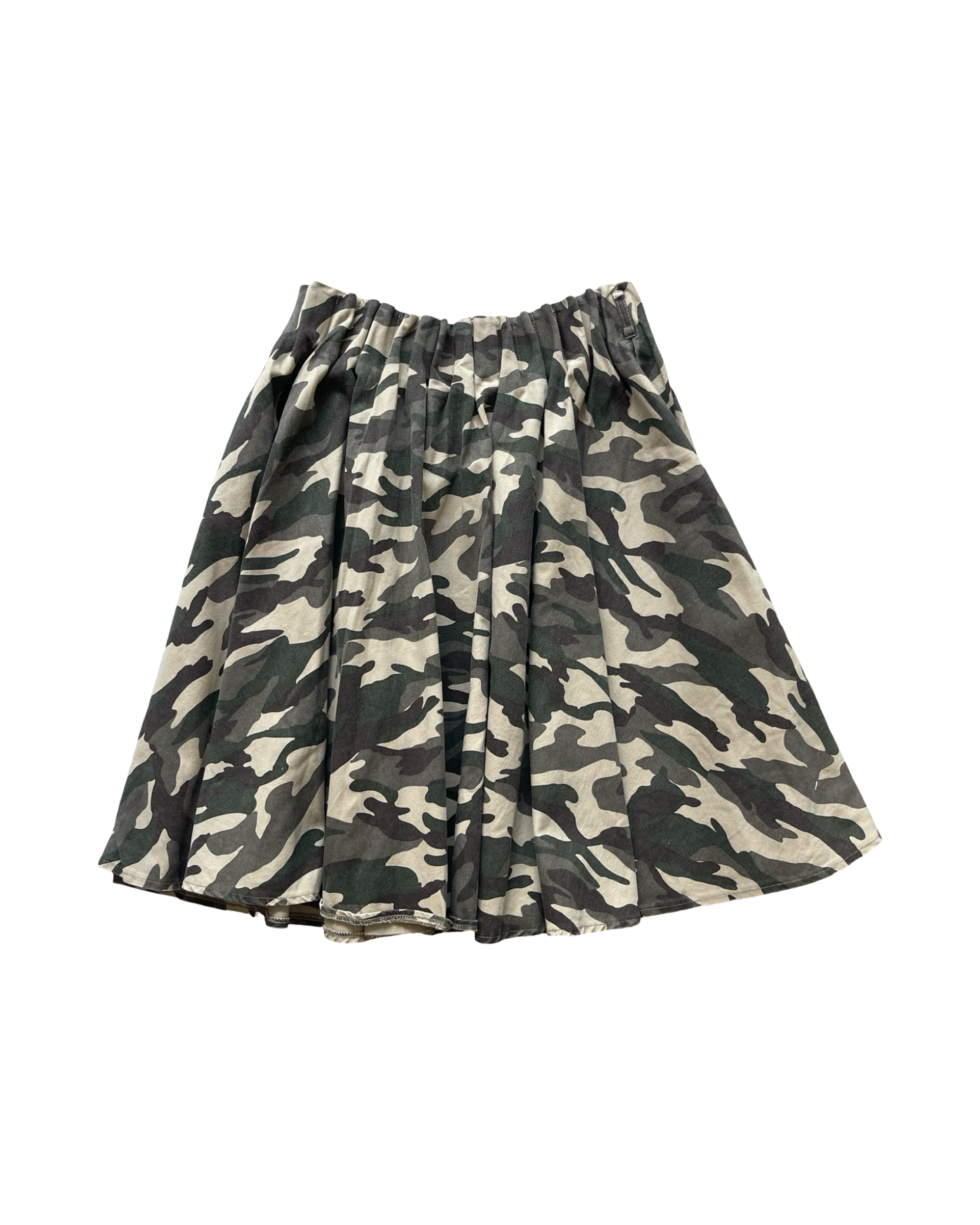 Pleated Camo Midi Skirt