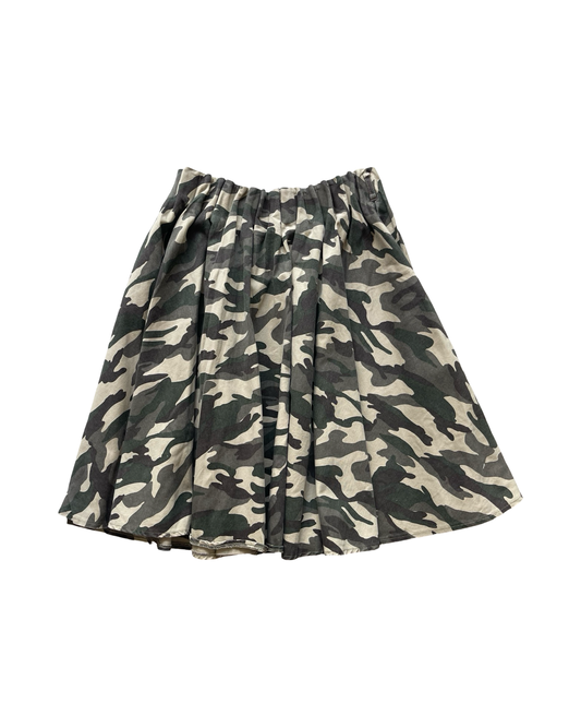 Pleated Camo Midi Skirt