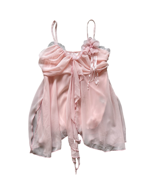 Ruffle Cami Top with Removable Flower Appliqué