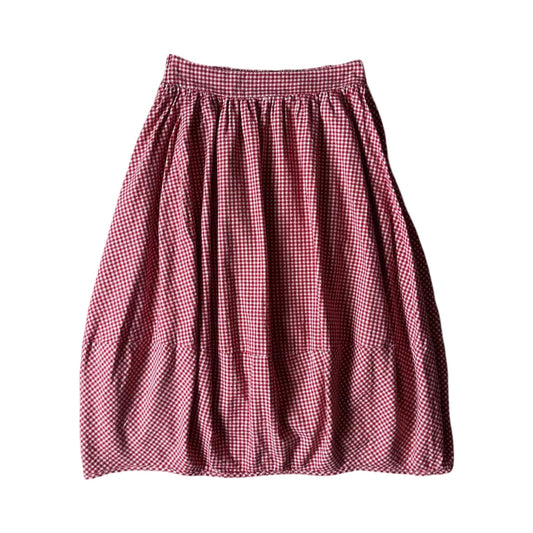 gingham midi skirt with bubble hem