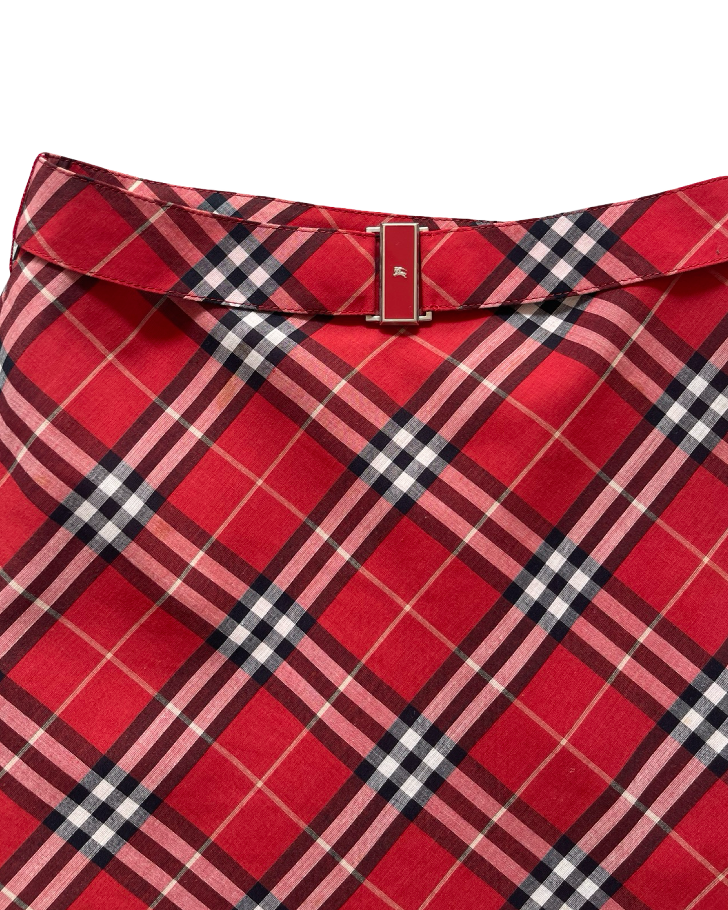 Burberry Blue Label Red Nova Check Midi Skirt