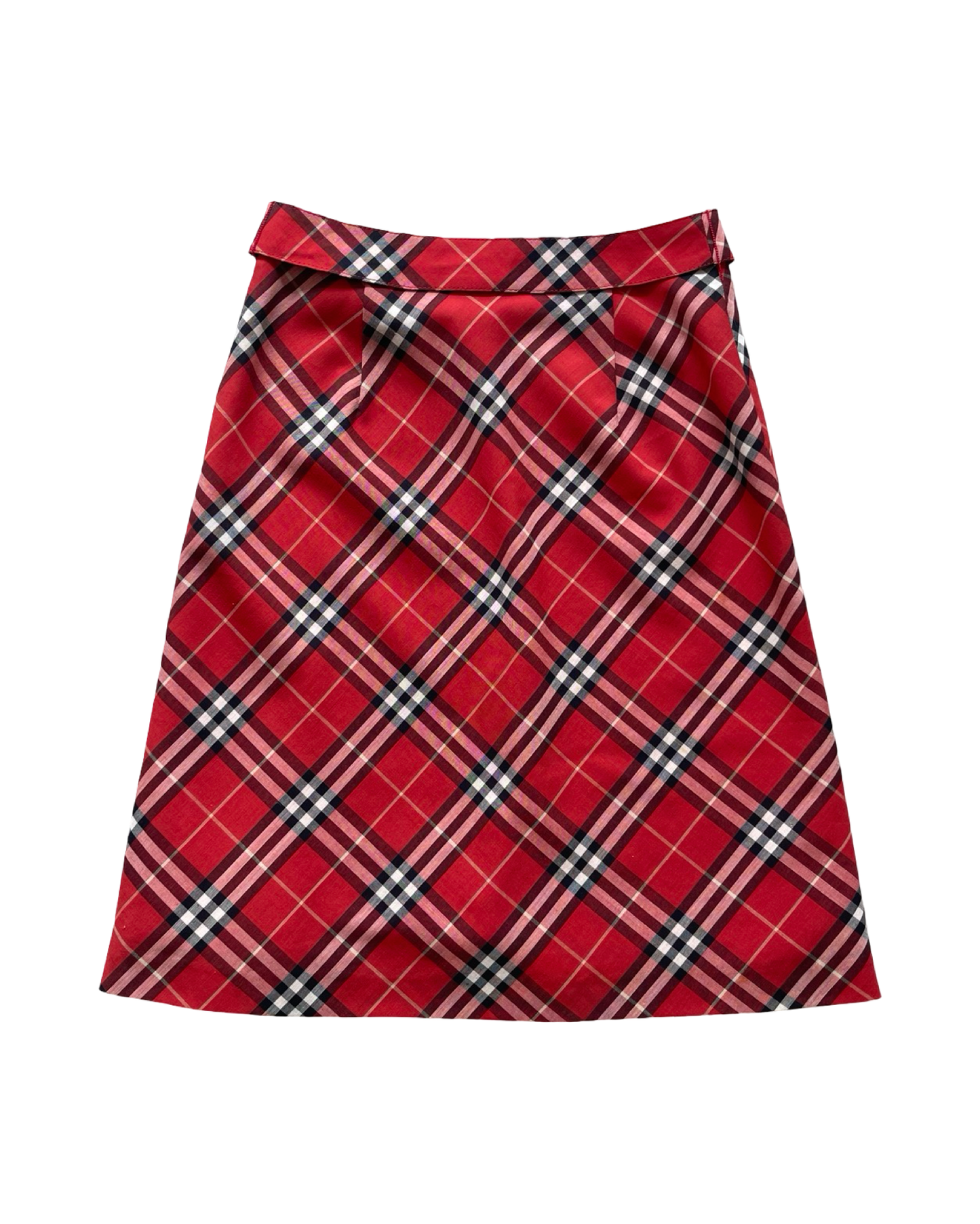 Burberry Blue Label Red Nova Check Midi Skirt