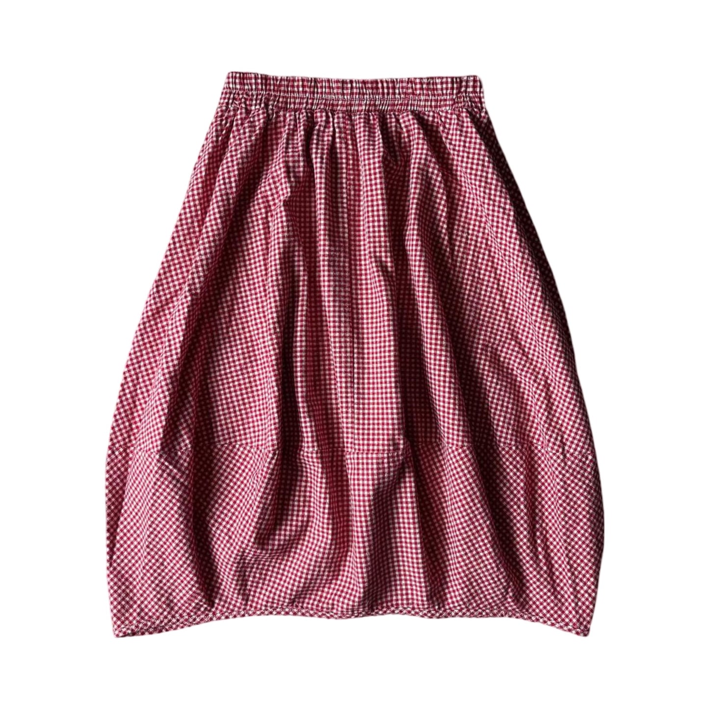 gingham midi skirt with bubble hem