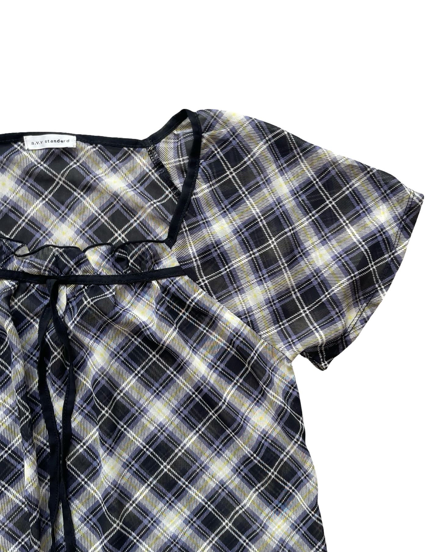 Sheer Checked Babydoll Top