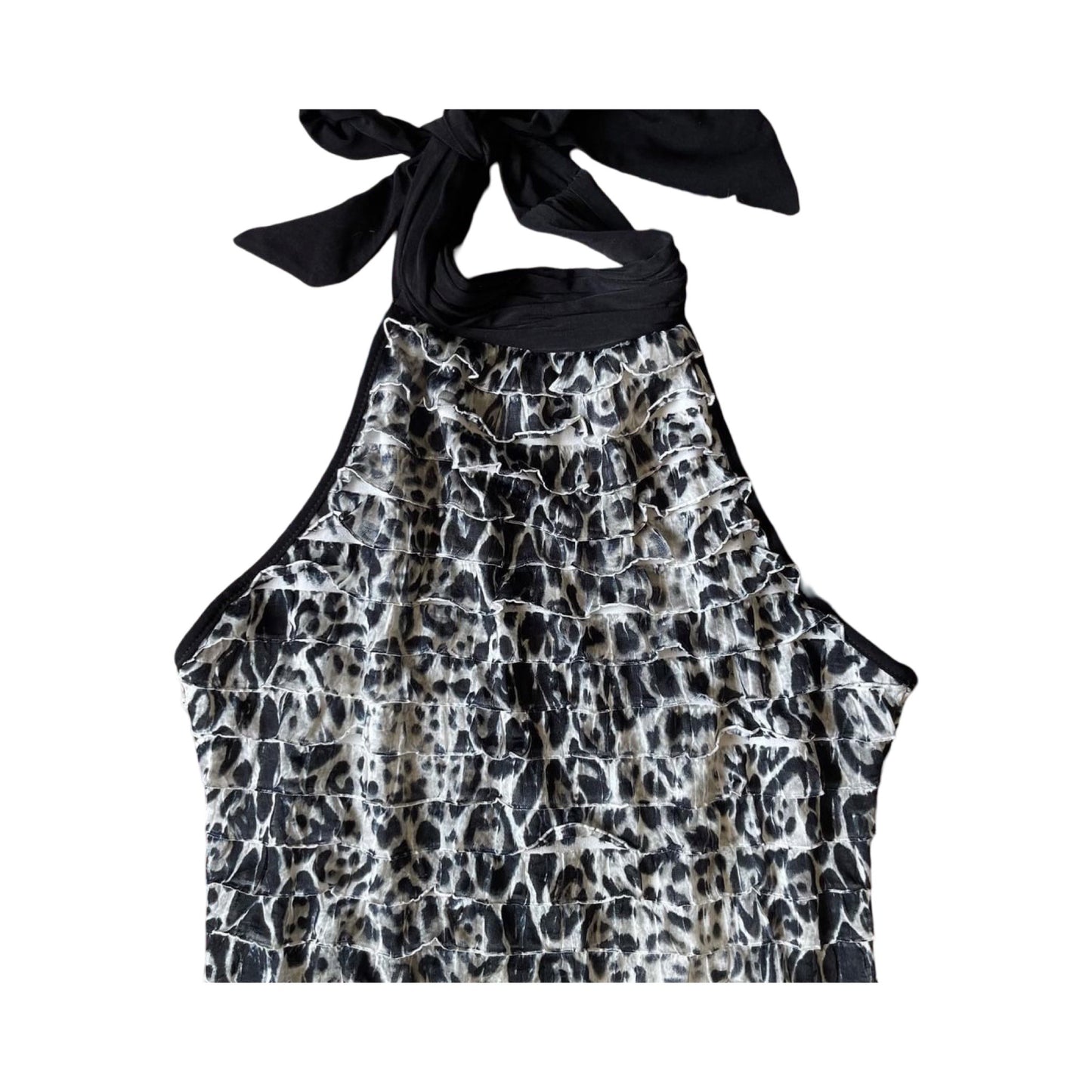 morgan de toi leopard ruffle dress