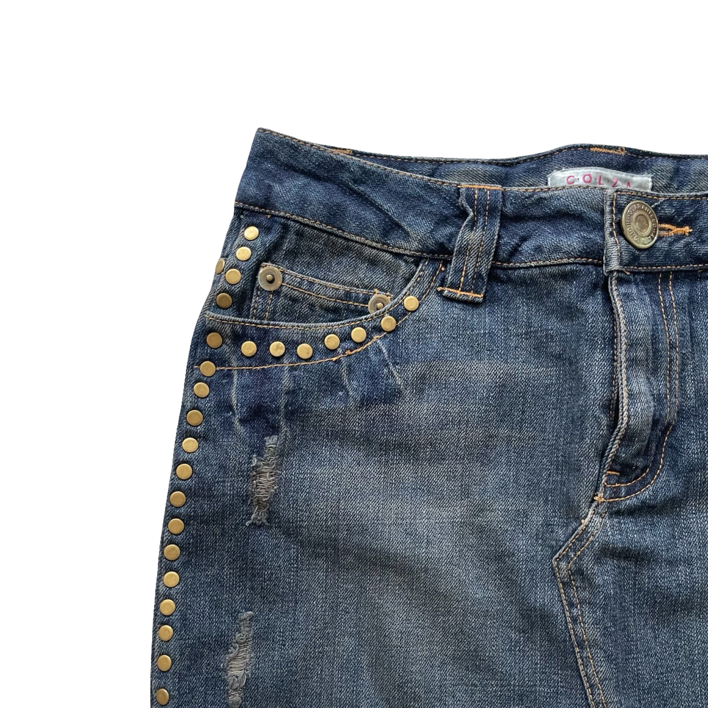 Studded Denim Mini Skirt