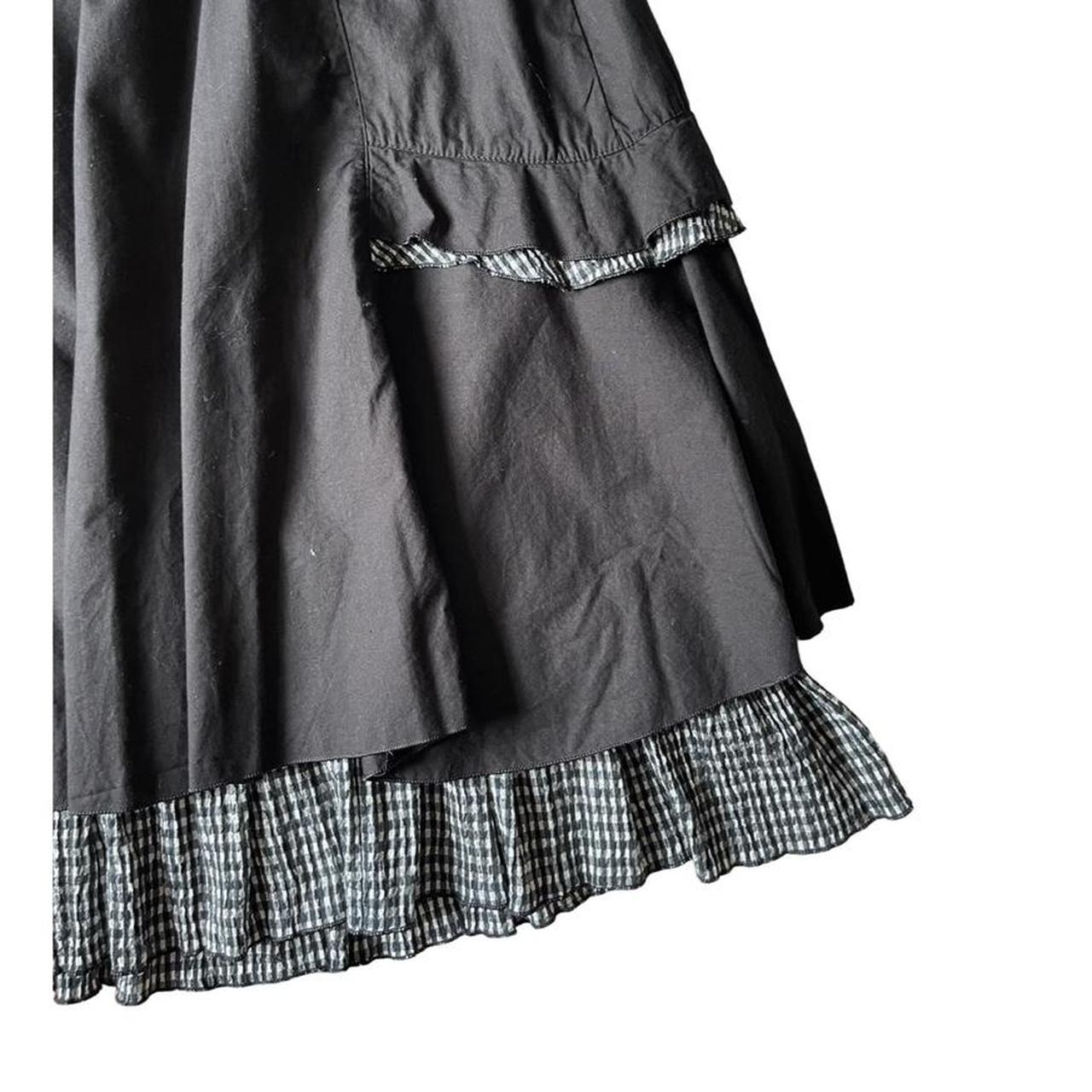 layered gingham ruffle midi skirt