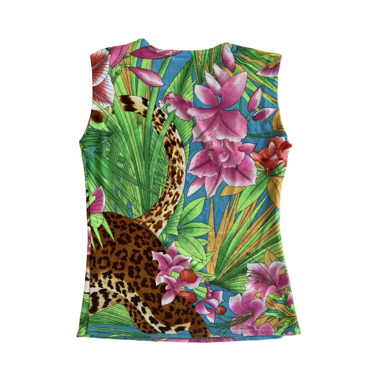 floral leopard graphic tank top