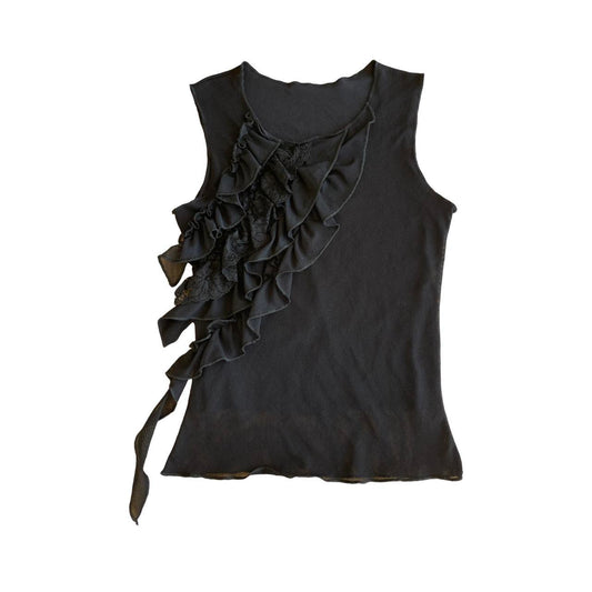 asymmetric ruffle tank top